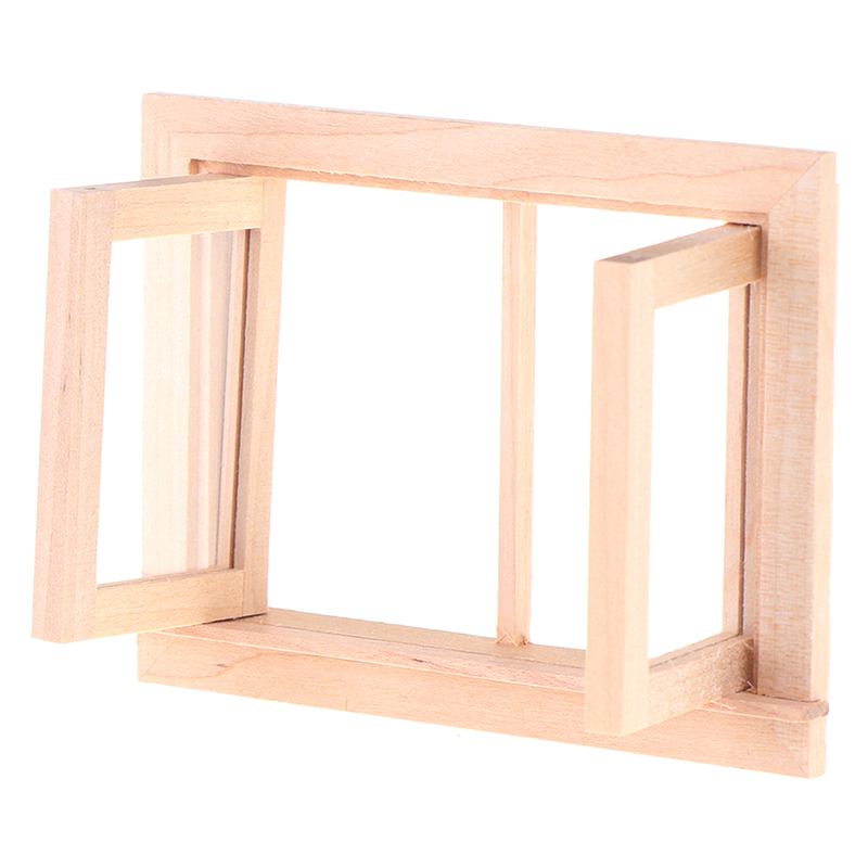 Wood Woodworking - 1pcs DIY Double Window 1/12 Dollhouse