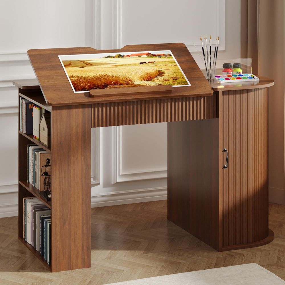 Wood Woodworking - Storage Cabinet Desk with Shelves for