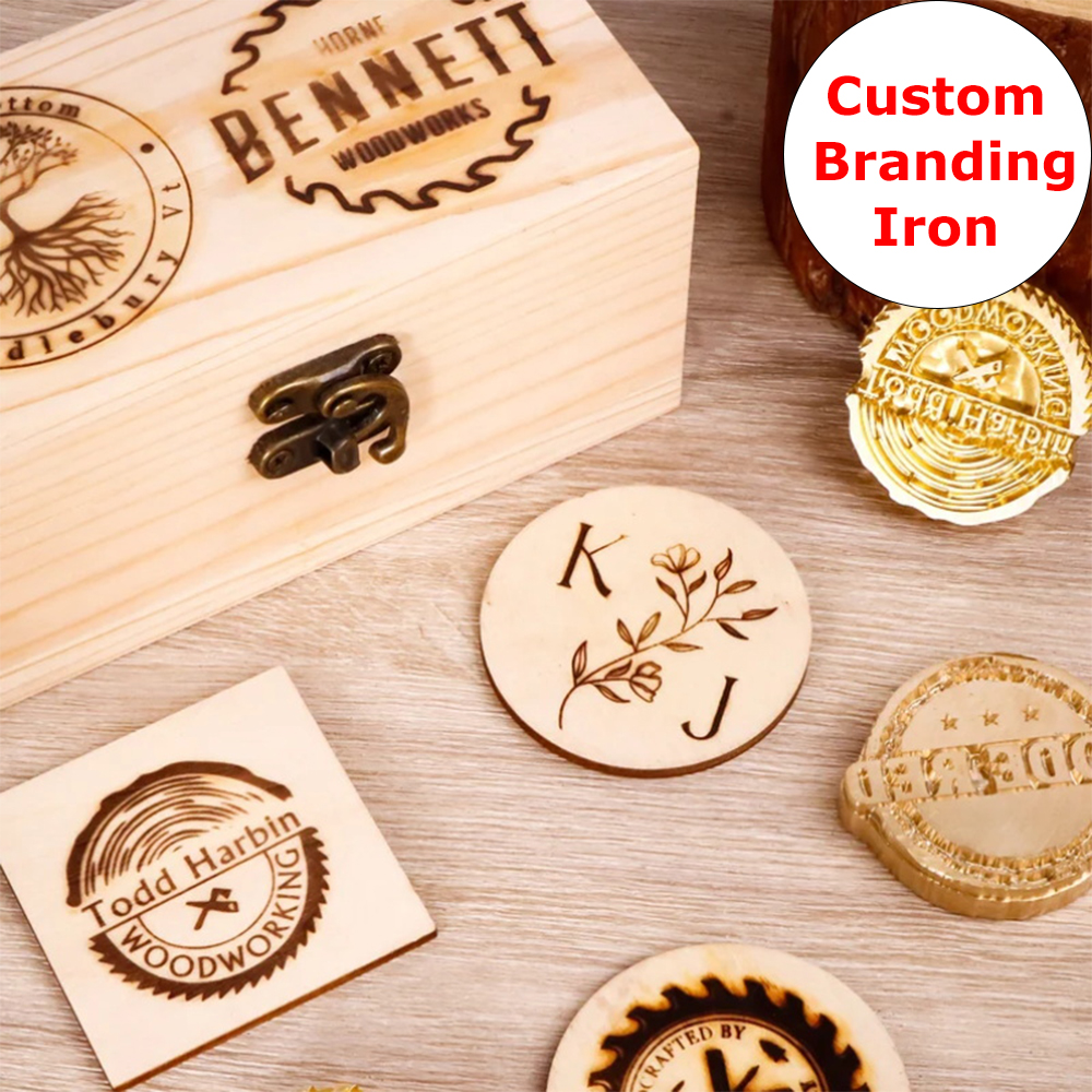 Woodworking Logo Design - Custom Branding Iron for Food Burger