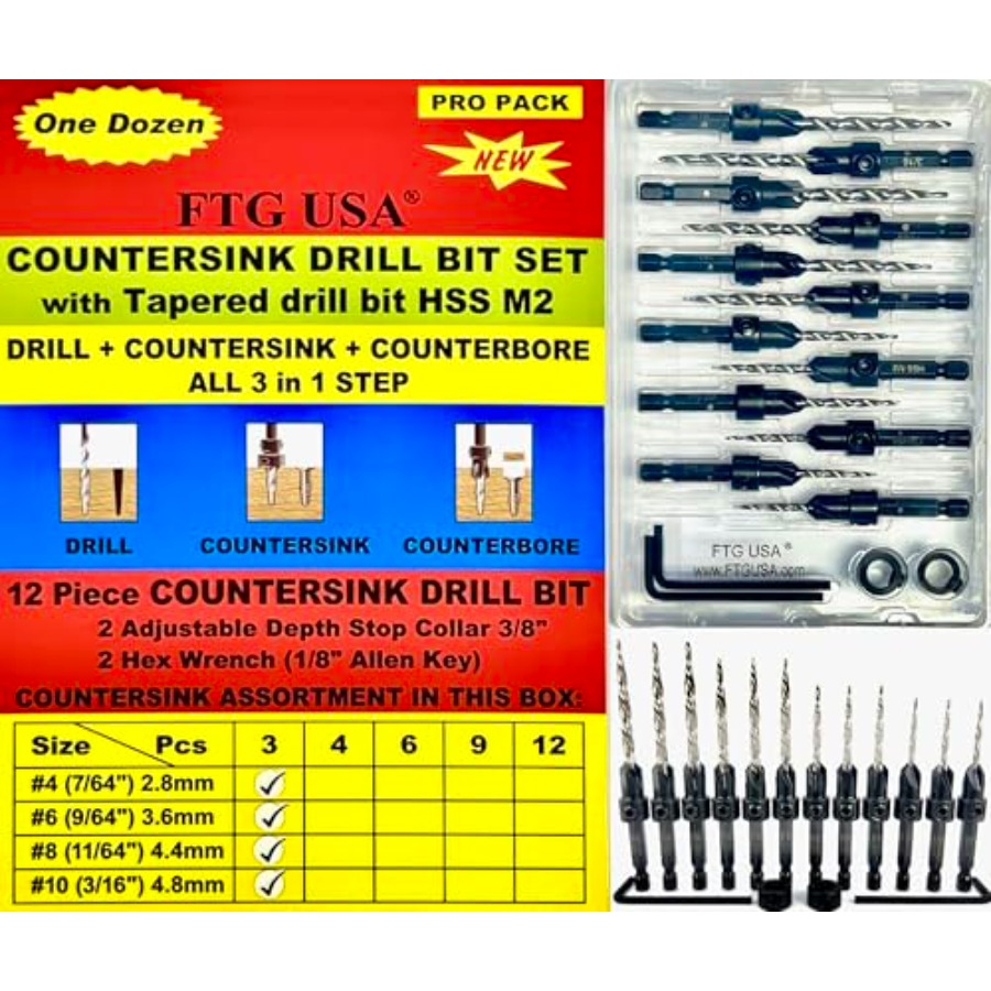 Countersink Drill Bit Set # 7/ - Woodworking Drill บทวิจารณ์และราคา
