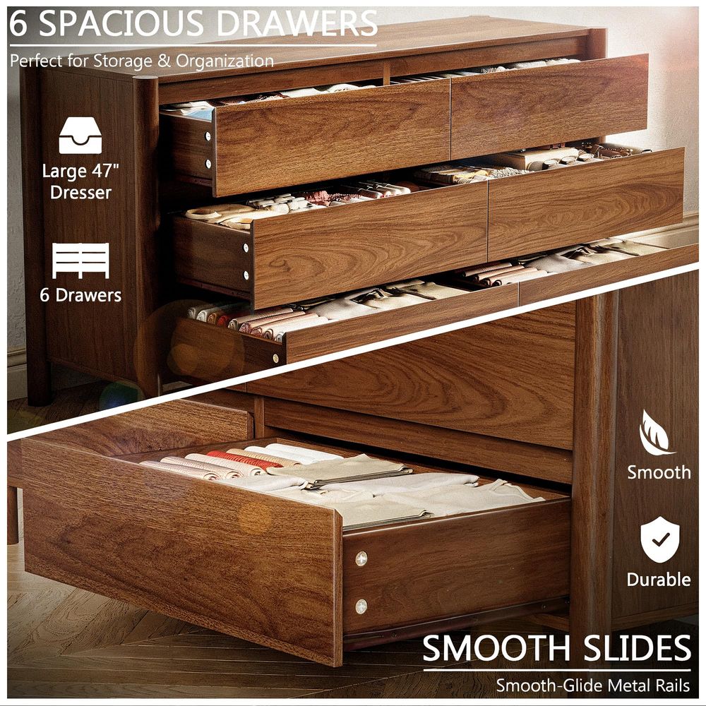 Wide 6Drawer Dresser, Farmhous - Woodworking Tv บทวิจารณ์และราคา