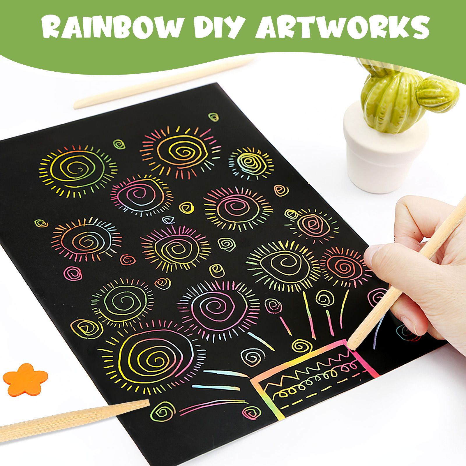 30pcs Scratch Bamboo Pens Wax  - Woodworking Kids Toys บทวิจารณ์และราคา