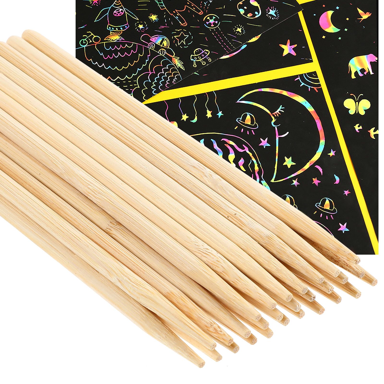 30pcs Scratch Bamboo Pens Wax  - Woodworking Kids Toys บทวิจารณ์และราคา