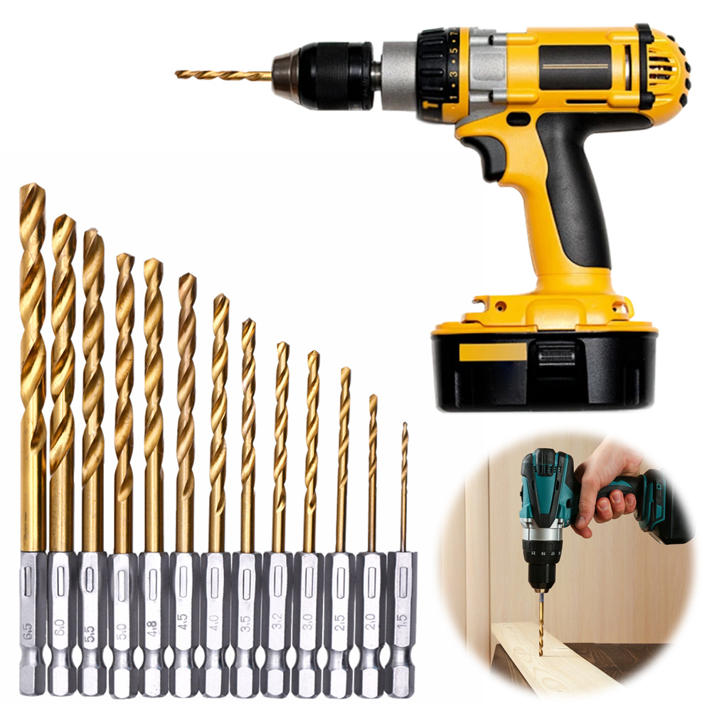 13pcs Titanium Coated Twist Dr - Woodworking Drill บทวิจารณ์และราคา