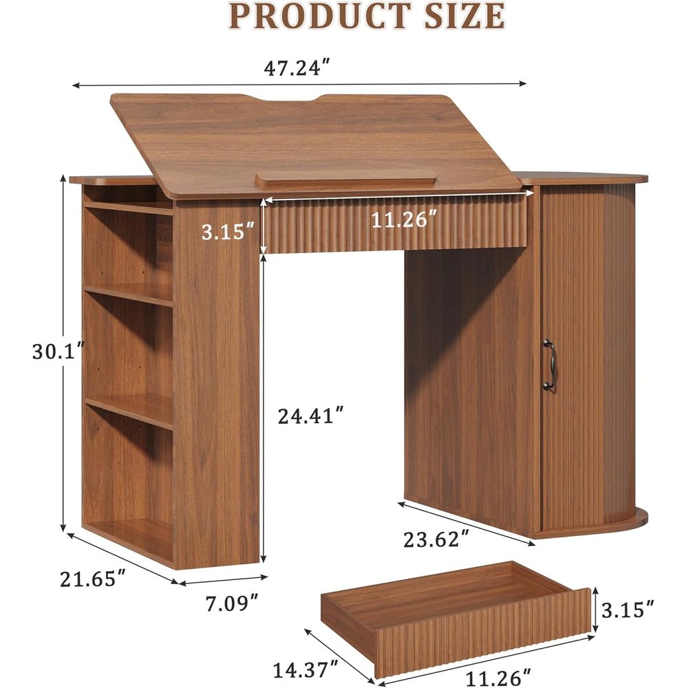 Storage Cabinet Desk with Draw - Wood Woodworking บทวิจารณ์และราคา