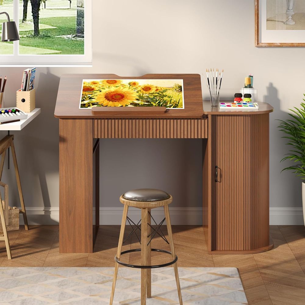Storage Cabinet Desk with Draw - Wood Woodworking บทวิจารณ์และราคา